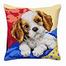 Orchidea borduurkussenpakket puppy 9523 voorbedrukt (kussenrug en opvulkussen apart verkrijgbaar)