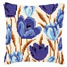 Vervaco kruissteek borduurpakket blauwe tulpen kussen pn-021764