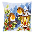 Borduurpakket kruissteekkusse roodborstjes met lamp om te borduren van vervaco  pn-0145077