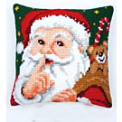  Borduurpakket  kruissteek kussen  Sssst .... kerstman vervaco