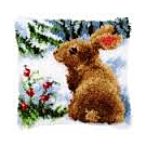 knooppakket kussen konijn in de sneeuw van vervaco om te knopen