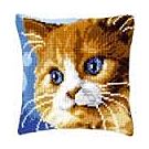 Borduurpakket kruissteekkussen bruine poes van vervaco pn 0149441