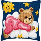 Kruissteekkussen Roze beer op wolk om te borduren vervaco pn-0008574