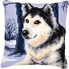 Borduurpakket kruissteekkussen husky om te borduren  vervaco pn 0008775