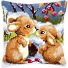 Vervaco borduurpakket konijntjes in de sneeuw pn-0021832 kruissteekkusse