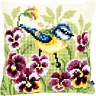 Vervaco borduurkussen pimpelmees in viooltjes pn-0145430 borduren