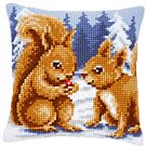 eekhoorns met bes voorbedrukt kussen om te borduren