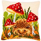 Vervaco kussen Egel met paddenstoeltjes in kruissteek borduren PN-0156378