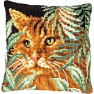 Vervaco borduurkussenpakket kat tussen bladeren PN-0190855 voorbedrukt