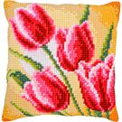 Vervaco borduurkussenpakket 'Tulpen' PN-0204603 voorbedrukt (kussenrug en opvulkussen apart verkrijgbaar)