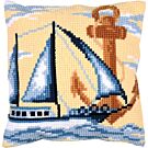 Vervaco borduurkussenpakket zeilboot PN-0205429 voorbedrukt (kussenrug en opvulkussen apart verkrijgbaar)