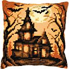 Vervaco borduurkussenpakket halloween huis PN-0216233 voorbedrukt (kussenrug en opvulkussen apart verkrijgbaar)