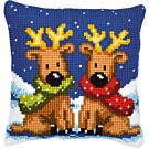 Voorbedrukt kruissteek kussen rendieren als borduurpakket