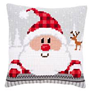 Vervaco borduurpakket Kerstman met geruite muts pn-0148061 kruissteekkussen