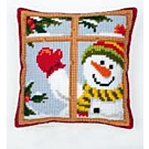 Vervaco borduurpakket Zwaaiende sneeuwman pn-0008519 kruissteekkussen