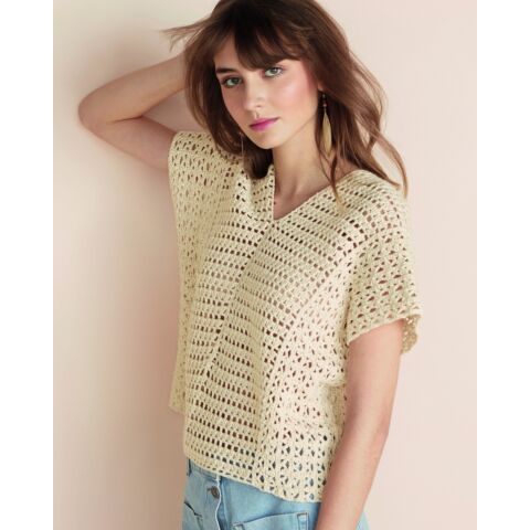 Phildar dames korte mouwen trui haken van Phil Ecocoton C.R. Couture
