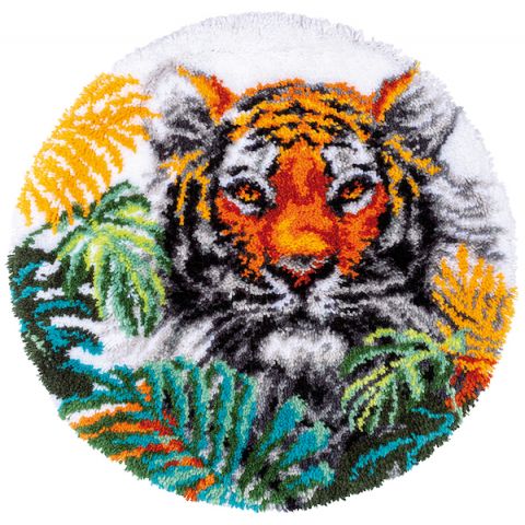 Springen Bliksem vervagen Vervaco knooppakket tijger met jungle bladeren knoopkleed pn-0187077 | C.R.  Couture