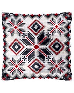 Kruissteek kussen als borduurpakket van Noors motief