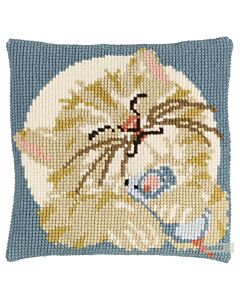 Pako borduurkussenpakket poes met muisje 003.297 voorbedrukt