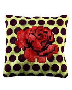 Kruissteek kussen roos van pako om borduren 003.285