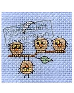 Mouseloft borduurpakket uilen op een tak 004-H03 telpatroon