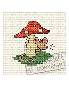 Mouseloft borduurpakket kiekeboe muis achter de paddenstoel 00F-007 telpatroon