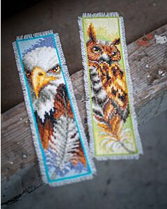 Vervaco borduurpakket 2 boekenleggers arend en uil borduren PN-0146205