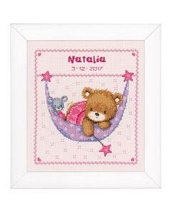 Vervaco borduurpakket Geboortetegel beertje in hangmat: Natalia pn-0148471