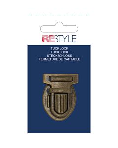 Restyle Tuck Lock tassensluiting, ook wel een tt-slot genoemd. De sluiting is 26mm en in de kleur roest brons.