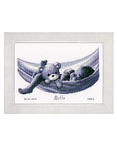 Vervaco borduurpakket geboortetegel baby in hangmat borduren pn-0150906
