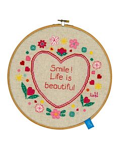  Borduurpakket  lach, het leven is mooi van lief incl borduurring vervaco pn-0150920