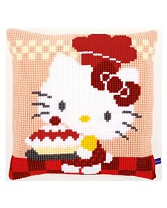 Borduurpakket kruissteekkussen hello kitty ik bak taartjes I