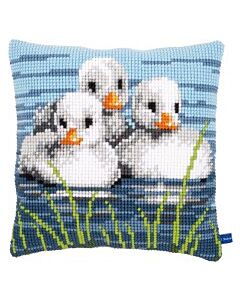 Borduurpakket kruissteekkussen  borduurkussen Eendjes in het water van vervaco pn-0155206
