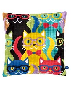Borduurpakket kruissteekkussen  borduurkussen Grappige katten van vervaco pn-0155266