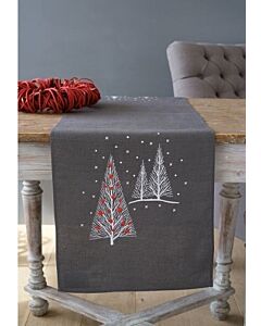 Vevaco voorbedrukt borduurpakket loper Kerstbomen pn-0158415 borduren