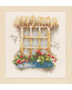 Borduurpakket Raam met bloembak van Lanarte om te borduren   pn-0162524