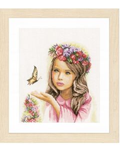 Borduurpakket  Engeltje met vlinder met kaaslinnen van Lanarte PN-0164072