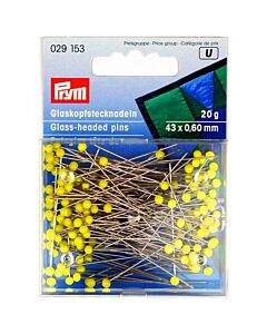 Glaskopspelden zilverkleurig 0,60 x 43 mm geel Prym 029153