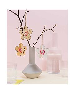 3 Houten 3D  bloemen op te hangen Rico design  08795.03.30