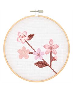 Rico Design borduurpakket kersentak  incl. ring met telpatroon 100081