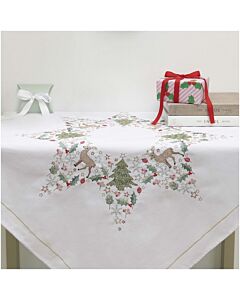 Rico Design borduurpakket tafelkleed kerstster 31241.52.21 voorbedrukt 90x90cm 