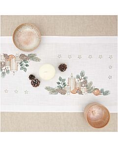 Borduurpakket voorbedrukte loper kaarsen in kerstgroen van Rico 100093