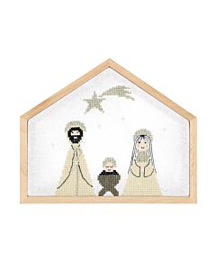 Borduurpakket kerststal van Rico Design 100181  incl frame in kruissteek