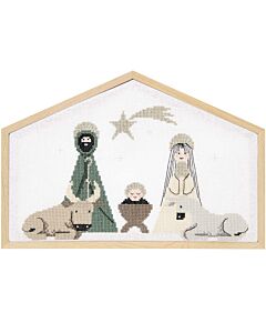 Borduurpakket kerststal van Rico Design 100182  incl frame in kruissteek