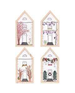 Rico Design borduurpakket 4 seizoenen huizen 100229 voorbedrukt incl. frames