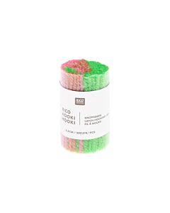 Rico design hooki hooki knoopgaren 6.5cm 100332 (groen/roze/lichtbruin) 