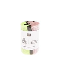Rico design hooki hooki knoopgaren 6.5cm 100341 (oudroze/donkergroen/neongeel
