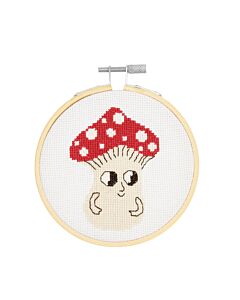 Rico Design borduurpakket schattige paddenstoel 100359 telpatroon incl. borduurring