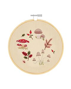 Rico Design borduurpakket paddenstoelenkrans 100362 voorbedrukt incl. borduurring