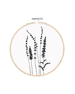 Rico Design borduurpakket grassen zwart/wit 100433 telpatroon incl. borduurring